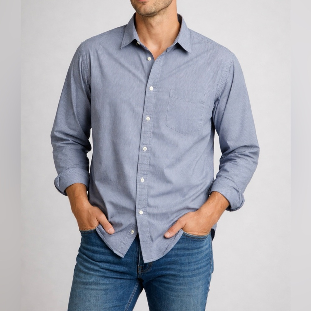 J.Crew 2 Ply 100% Cotton Striped Button Down Shirt Large